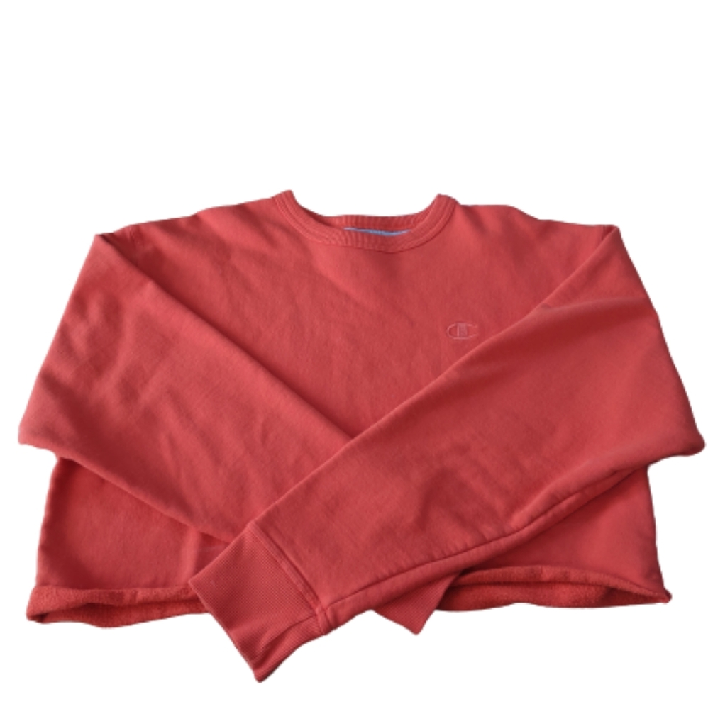 Women's Orange Champion Cropped Crewneck Sweatshirt Size Large